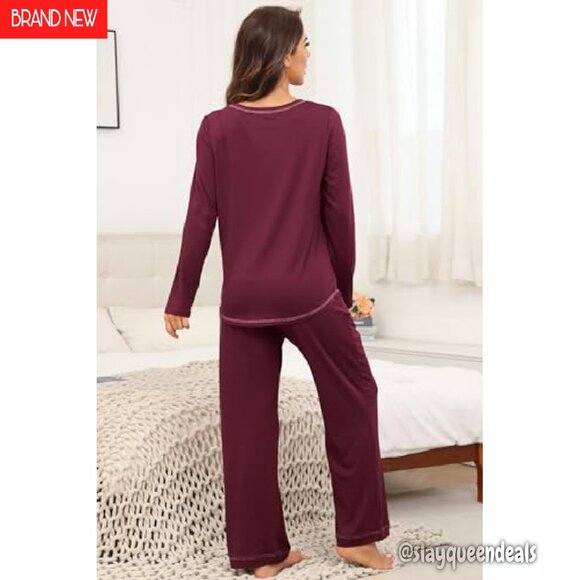 Soft Long Sleeve Pajama Set with Pockets, 2-Piece Lounge Wear - Picture 6 of 8